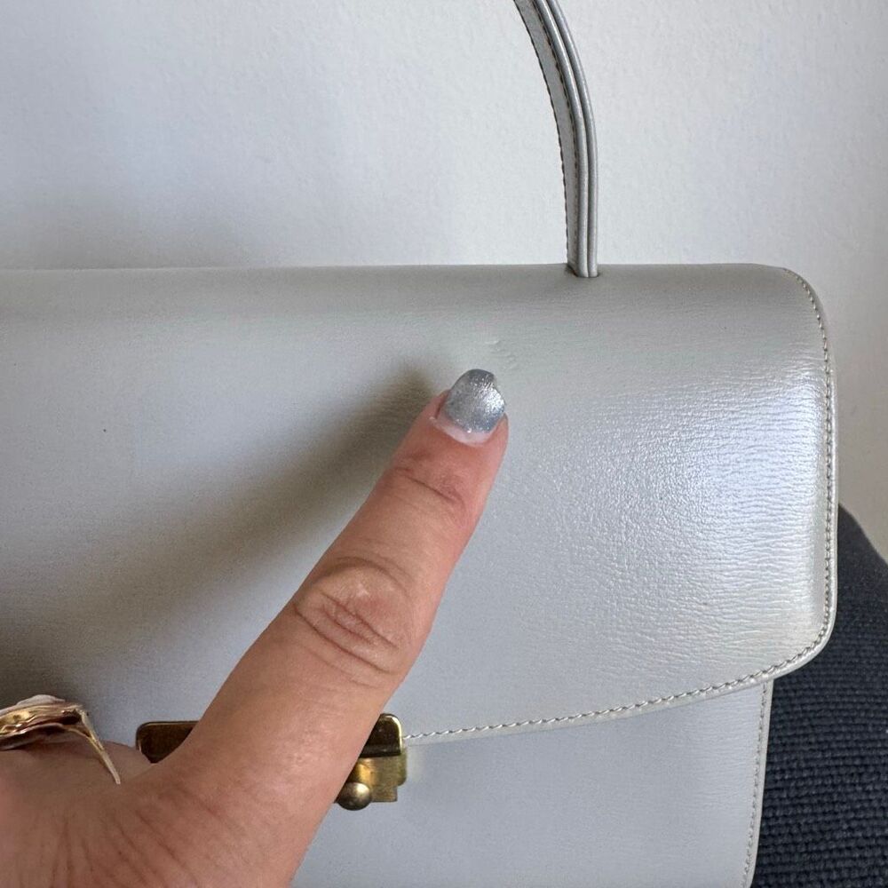 Vintage Made In Canada Structured Top Handle Handbag Minimalist Grey Elegance - Picture 9 of 9